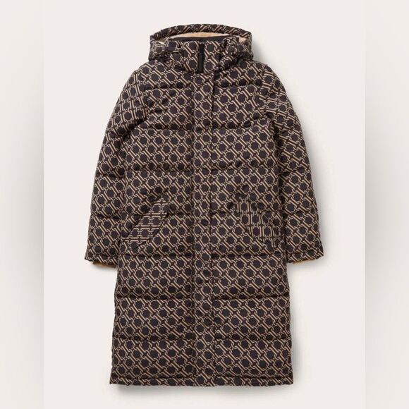 Boden Jackets & Blazers - NWOT BODEN Skye Puffer Coat Tan Black Chain Geo size 12